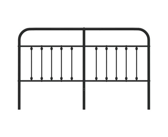 Tăblie de pat metalică, negru, 180 cm, 4 image