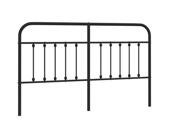 Tăblie de pat metalică, negru, 180 cm, 2 image