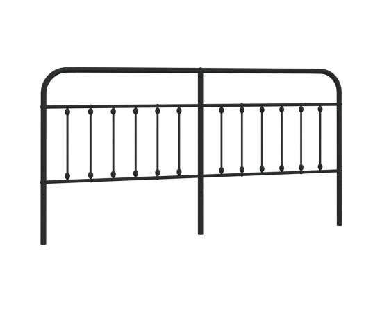 Tăblie de pat metalică, negru, 193 cm, 2 image
