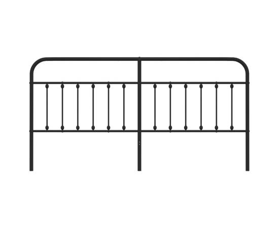 Tăblie de pat metalică, negru, 200 cm, 4 image