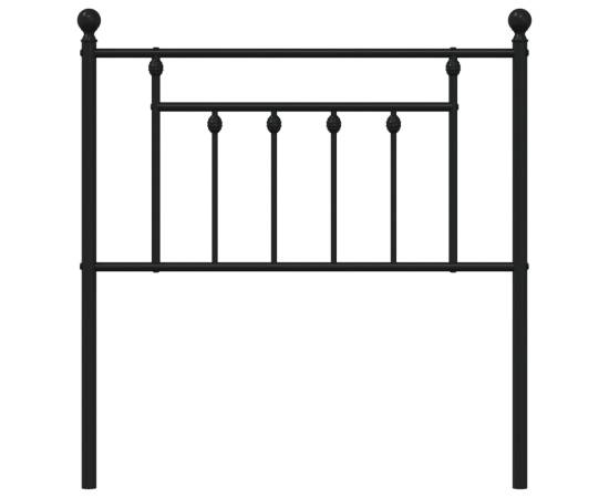 Tăblie de pat metalică, negru, 80 cm, 4 image