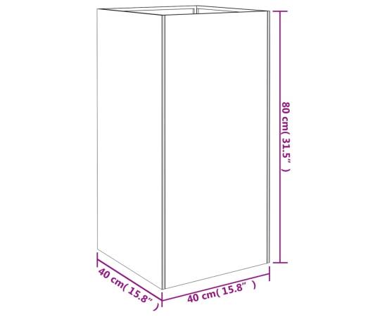 Jardinieră, 40x40x80 cm, oțel corten, 6 image