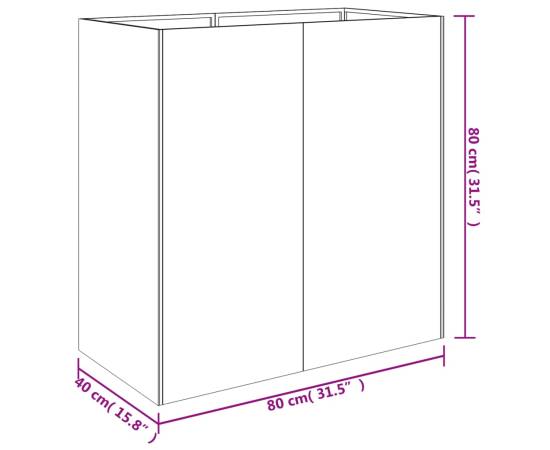 Jardinieră, 80x40x80 cm, oțel corten, 6 image