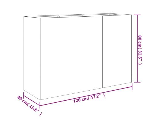 Strat înălțat de grădină, 120x40x80 cm, oțel corten, 6 image