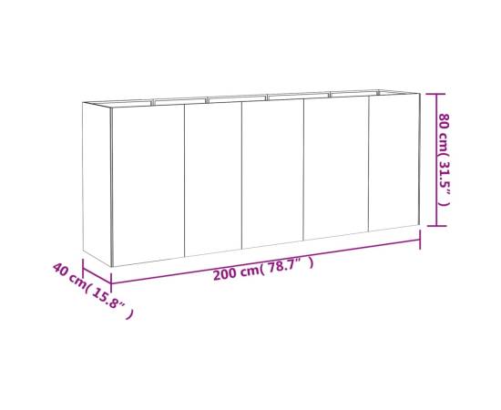 Strat înălțat de grădină, 200x40x80 cm, oțel corten, 6 image