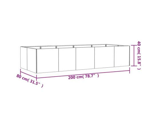 Strat înălțat de grădină, 200x80x40 cm, oțel corten, 6 image