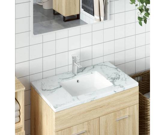 Chiuvetă de baie, alb, 46,5x35x18 cm, pătrată, ceramică