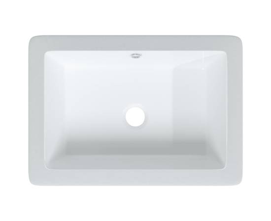 Chiuvetă de baie, alb, 46,5x35x18 cm, pătrată, ceramică, 7 image