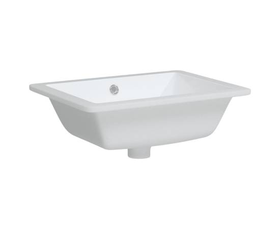 Chiuvetă de baie, alb, 46,5x35x18 cm, pătrată, ceramică, 3 image