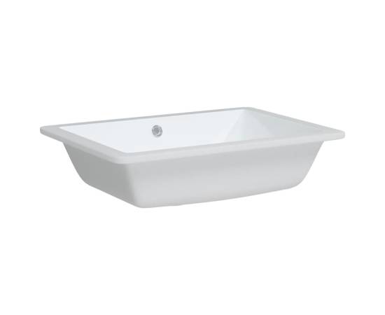 Chiuvetă de baie, alb, 55,5x40x18,5 cm, pătrată, ceramică, 3 image