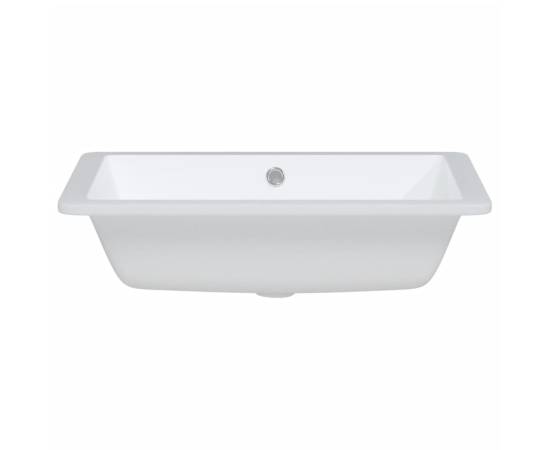 Chiuvetă de baie, alb, 55,5x40x18,5 cm, pătrată, ceramică, 4 image