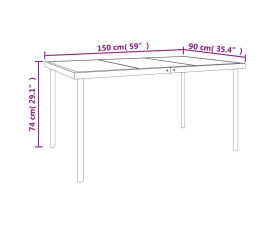 Set mobilier de grădină, 5 piese, negru, oțel și textilenă, 7 image