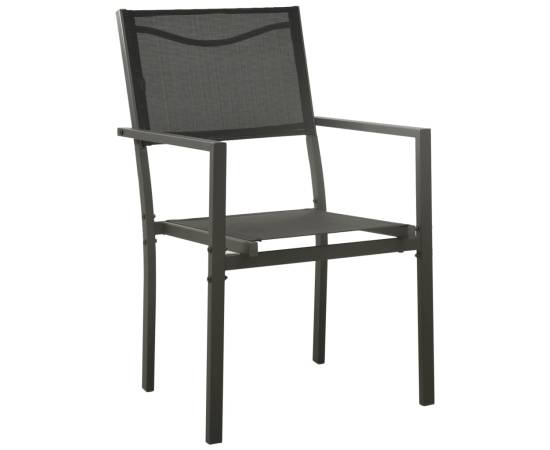 Set mobilier de grădină, 7 piese, negru, oțel și textilenă, 3 image