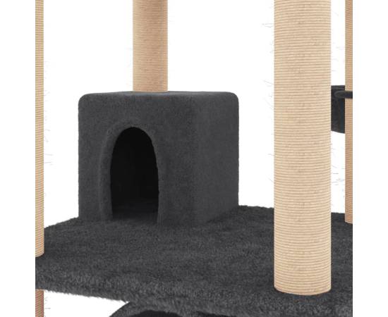 Ansamblu pisici cu stâlpi din funie sisal, gri închis, 141 cm, 7 image