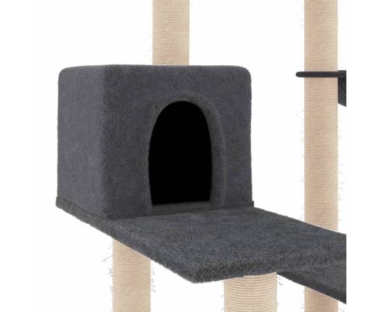 Ansamblu pisici cu stâlpi din funie sisal, gri închis, 82,5 cm, 6 image