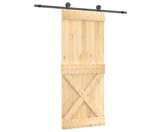 Ușă glisantă cu set de feronerie 85x210 cm, lemn masiv de pin, 2 image