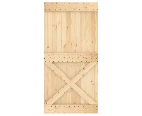 Ușă glisantă cu set feronerie, 100x210 cm, lemn masiv de pin, 4 image