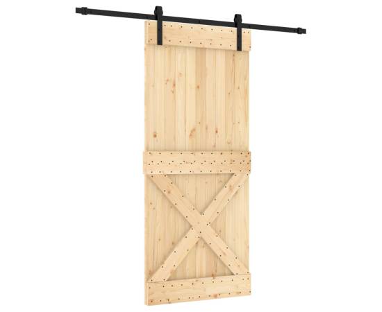 Ușă glisantă cu set feronerie, 90x210 cm, lemn masiv de pin, 2 image