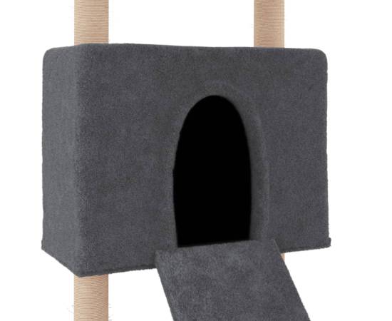 Ansamblu de pisici, stâlpi din funie sisal, gri închis, 153 cm, 6 image