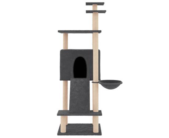Ansamblu de pisici, stâlpi din funie sisal, gri închis, 153 cm, 3 image