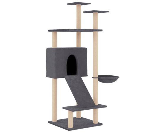 Ansamblu de pisici, stâlpi din funie sisal, gri închis, 153 cm, 2 image