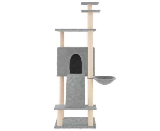 Ansamblu de pisici, stâlpi din funie sisal, gri deschis, 153 cm, 3 image