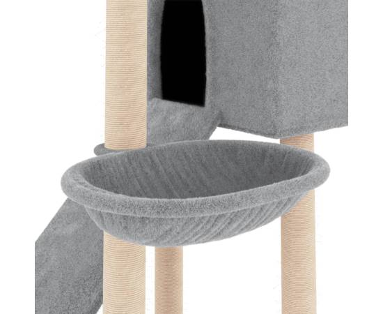 Ansamblu de pisici, stâlpi din funie sisal, gri deschis, 153 cm, 7 image