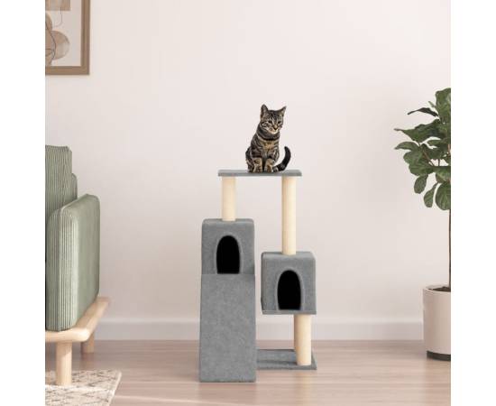 Ansamblu de pisici, stâlpi din funie sisal, gri deschis, 82 cm