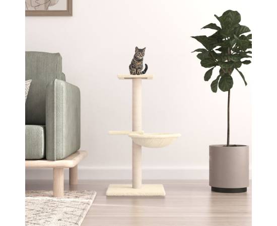 Ansamblu de pisici cu stâlpi din funie de sisal, crem, 72 cm