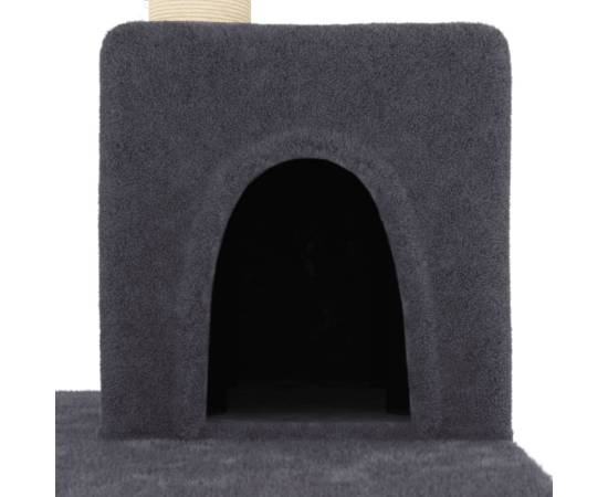 Ansamblu pisici cu stâlpi din funie sisal, gri închis, 123 cm, 6 image