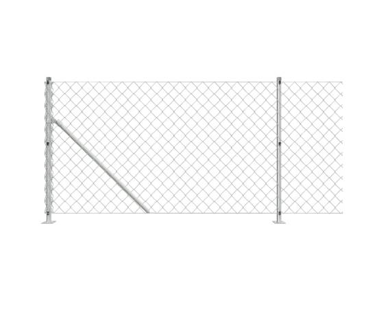 Gard plasă de sârmă cu bordură, argintiu, 0,8x10 m, 4 image