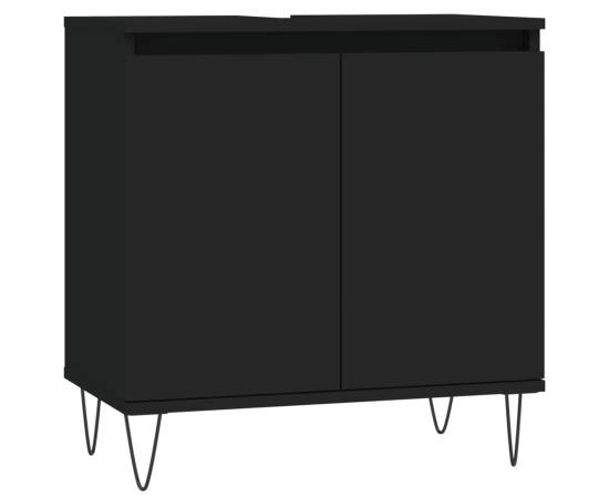 Set mobilier de baie, 3 piese, negru, lemn compozit, 9 image