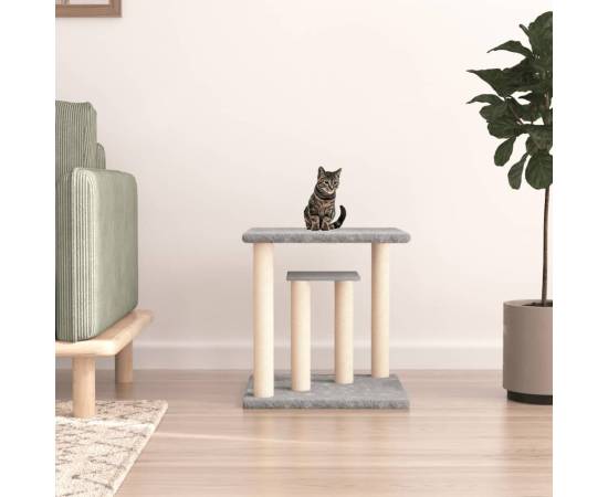 Stâlpi de zgâriat pentru pisici cu platforme, gri deschis 50 cm