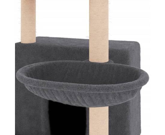 Ansamblu de pisici, stâlpi din funie sisal, gri închis, 132 cm, 7 image