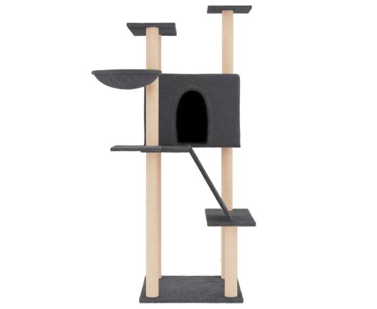 Ansamblu de pisici, stâlpi din funie sisal, gri închis, 143 cm, 3 image