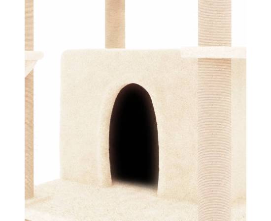 Ansamblu de pisici cu stâlpi din funie de sisal, crem, 166 cm, 6 image