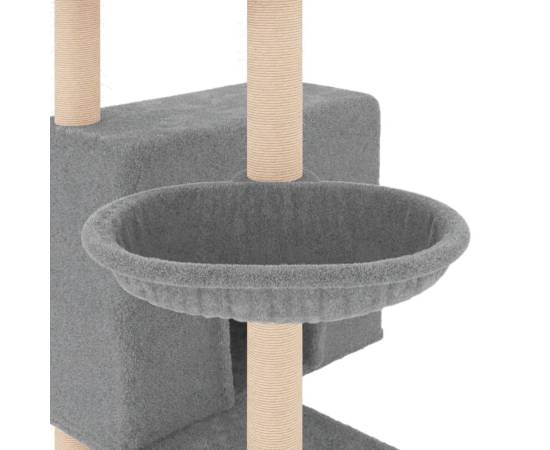 Ansamblu pisici, stâlpi din funie sisal, gri deschis, 143 cm, 7 image