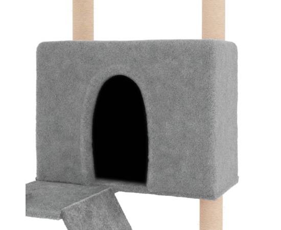 Ansamblu pisici, stâlpi din funie sisal, gri deschis, 143 cm, 6 image