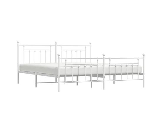 Cadru de pat metalic cu tăblie de cap/picioare, alb, 193x203 cm, 4 image