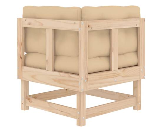 Canapea colțar cu perne, lemn masiv de pin, 5 image