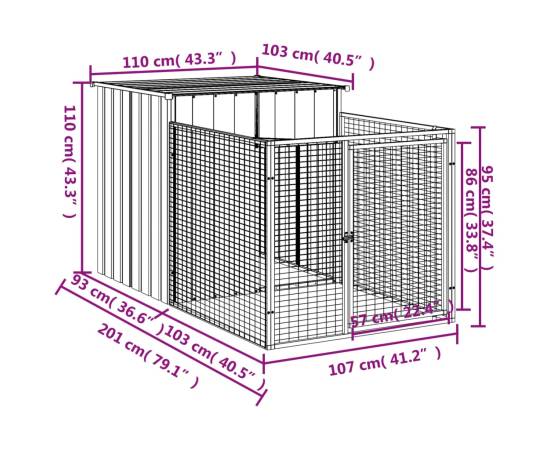 Cușcă de câine & țarc gri deschis 110x201x110 oțel galvanizat, 5 image