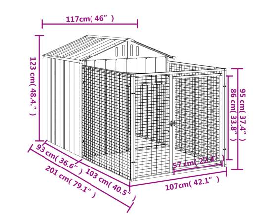 Cușcă de câine & țarc gri deschis 117x201x123cm oțel galvanizat, 5 image