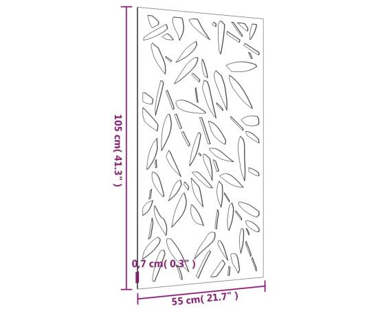 Decor de perete 105x55 cm design frunze bambus oțel corten, 8 image