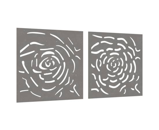 Decor de perete 2 buc. 55x55 cm model trandafiri oțel corten, 3 image