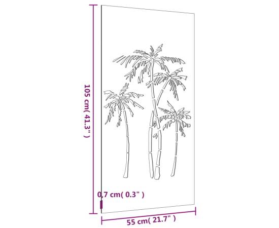 Decor de perete de grădină 105x55 cm design palmier oțel corten, 8 image