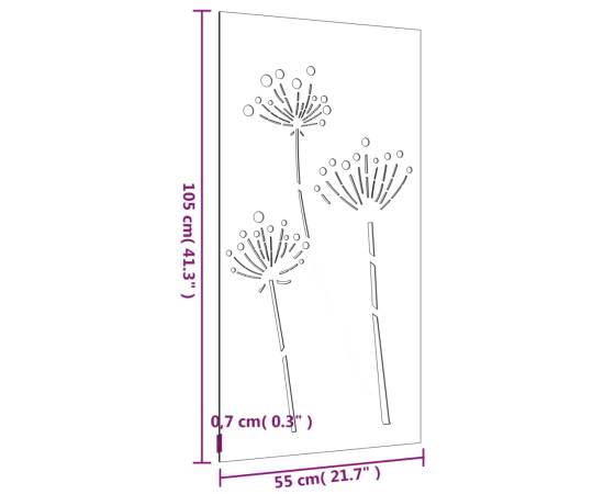 Decor perete de grădină 105x55 cm design flori oțel corten, 8 image