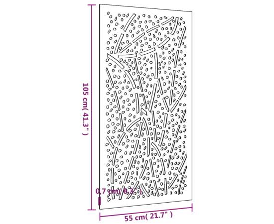 Decor perete de grădină 105x55 cm design frunze oțel corten, 8 image