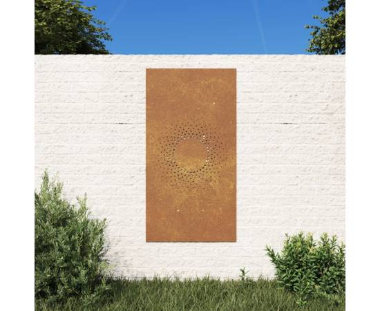 Decor perete de grădină 105x55 cm design soare oțel corten