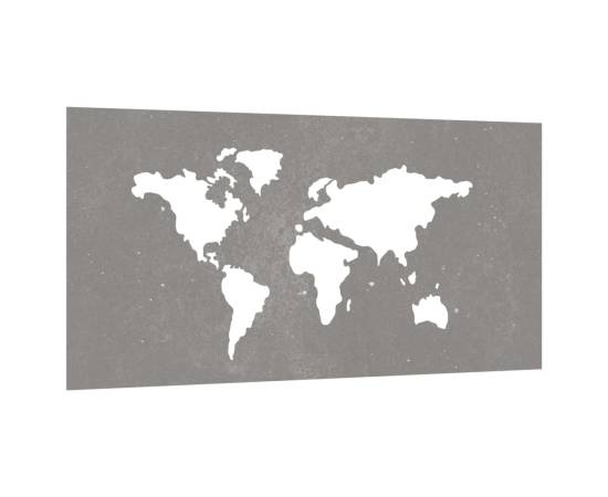Decor perete grădină 105x55 cm design harta lumii oțel corten, 3 image