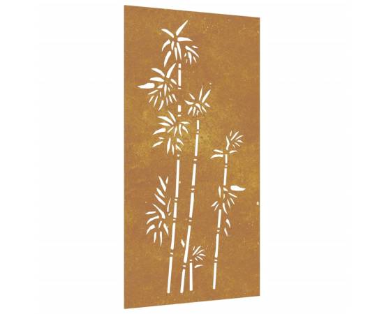 Decorație perete de grădină 105x55 cm design bambus oțel corten, 2 image